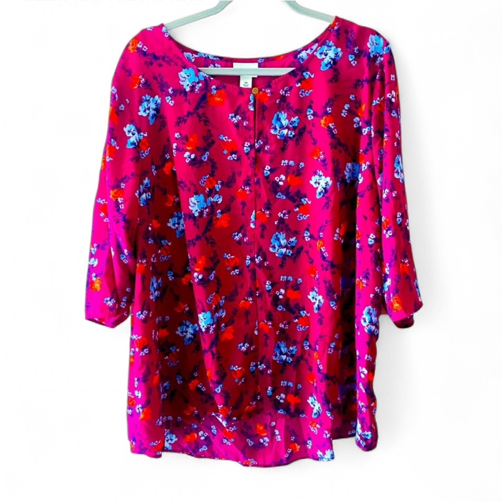 AVA & VIV FLORAL PRINT 3/4 SLEEVE LIGHTWEIGHT BLOUSE SIZE 2X